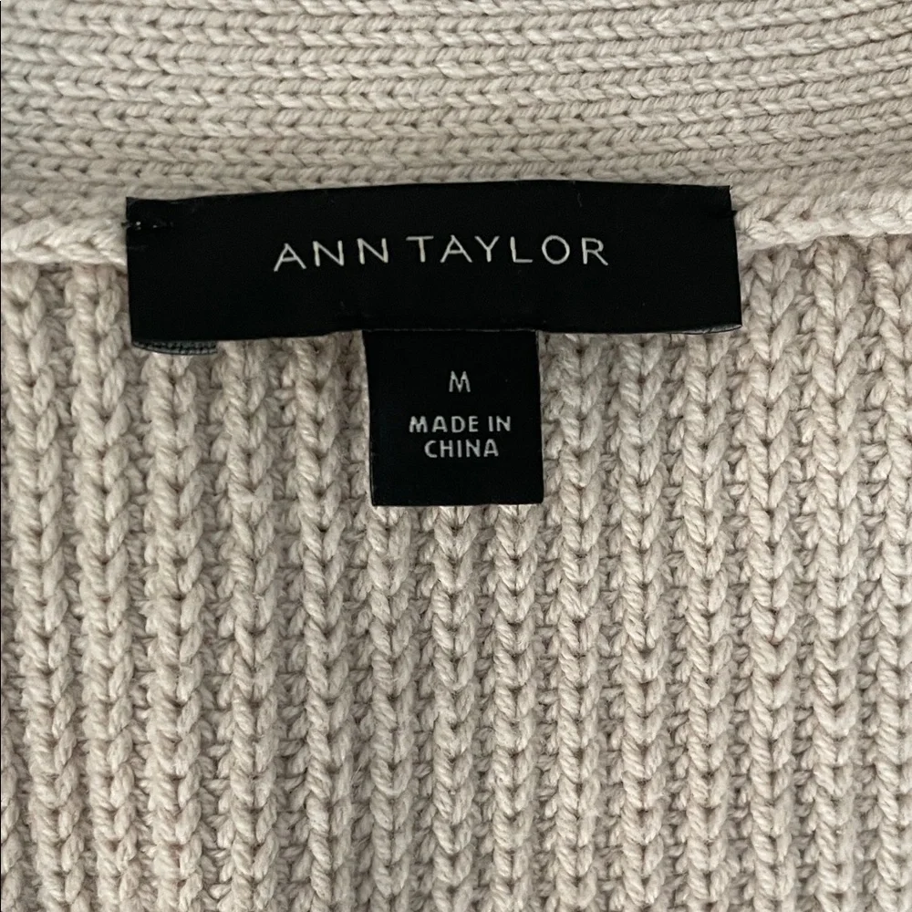 Ann Taylor Cream V-Neck Cardigan Button Up Sweater - Picture 2 of 4